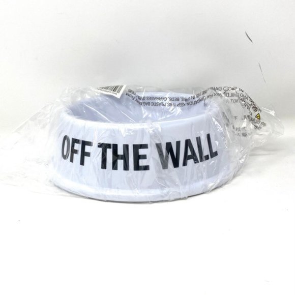 VANS 196014151644 Pet Bowl Diameter 6.5 In Plastic White Checkerboard Logo Print - Picture 3 of 5